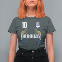 Uruguay Soccer Sports Graphic Number 10 Jersey Style T Shirt For Women Proud Uruguayan Football Fans Game Day Pride