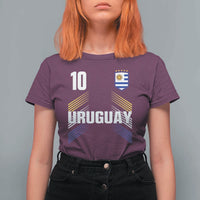 Uruguay Soccer Sports Graphic Number 10 Jersey Style T Shirt For Women Proud Uruguayan Football Fans Game Day Pride