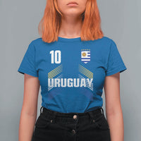Uruguay Soccer Sports Graphic Number 10 Jersey Style T Shirt For Women Proud Uruguayan Football Fans Game Day Pride