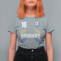 Uruguay Soccer Sports Graphic Number 10 Jersey Style T Shirt For Women Proud Uruguayan Football Fans Game Day Pride