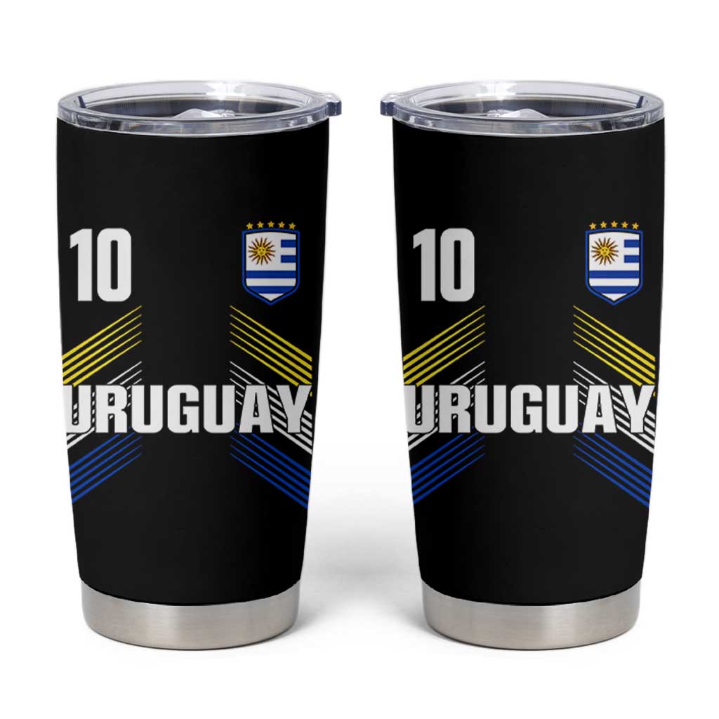Uruguay Soccer Sports Graphic Number 10 Jersey Style Tumbler Cup Proud Uruguayan Football Fans Game Day Pride