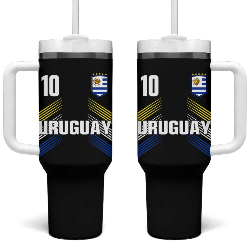 Uruguay Soccer Sports Graphic Number 10 Jersey Style Tumbler With Handle Proud Uruguayan Football Fans Game Day Pride