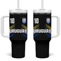 Uruguay Soccer Sports Graphic Number 10 Jersey Style Tumbler With Handle Proud Uruguayan Football Fans Game Day Pride