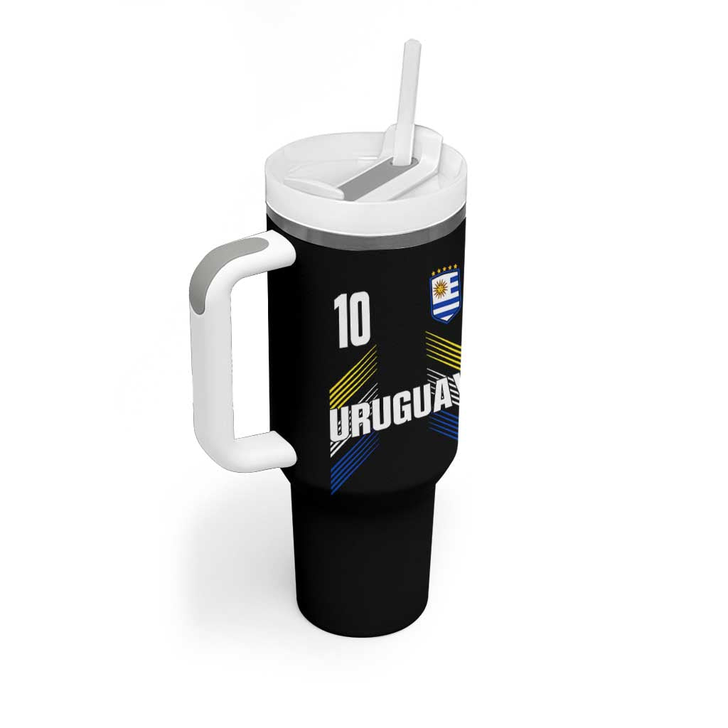 Uruguay Soccer Sports Graphic Number 10 Jersey Style Tumbler With Handle Proud Uruguayan Football Fans Game Day Pride