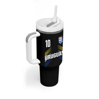 Uruguay Soccer Sports Graphic Number 10 Jersey Style Tumbler With Handle Proud Uruguayan Football Fans Game Day Pride