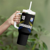 Uruguay Soccer Sports Graphic Number 10 Jersey Style Tumbler With Handle Proud Uruguayan Football Fans Game Day Pride