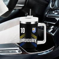 Uruguay Soccer Sports Graphic Number 10 Jersey Style Tumbler With Handle Proud Uruguayan Football Fans Game Day Pride