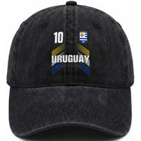 Uruguay Soccer Sports Graphic Number 10 Jersey Style Washed Cotton Baseball Cap Proud Uruguayan Football Fans Game Day Pride