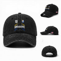 Uruguay Soccer Sports Graphic Number 10 Jersey Style Washed Cotton Baseball Cap Proud Uruguayan Football Fans Game Day Pride