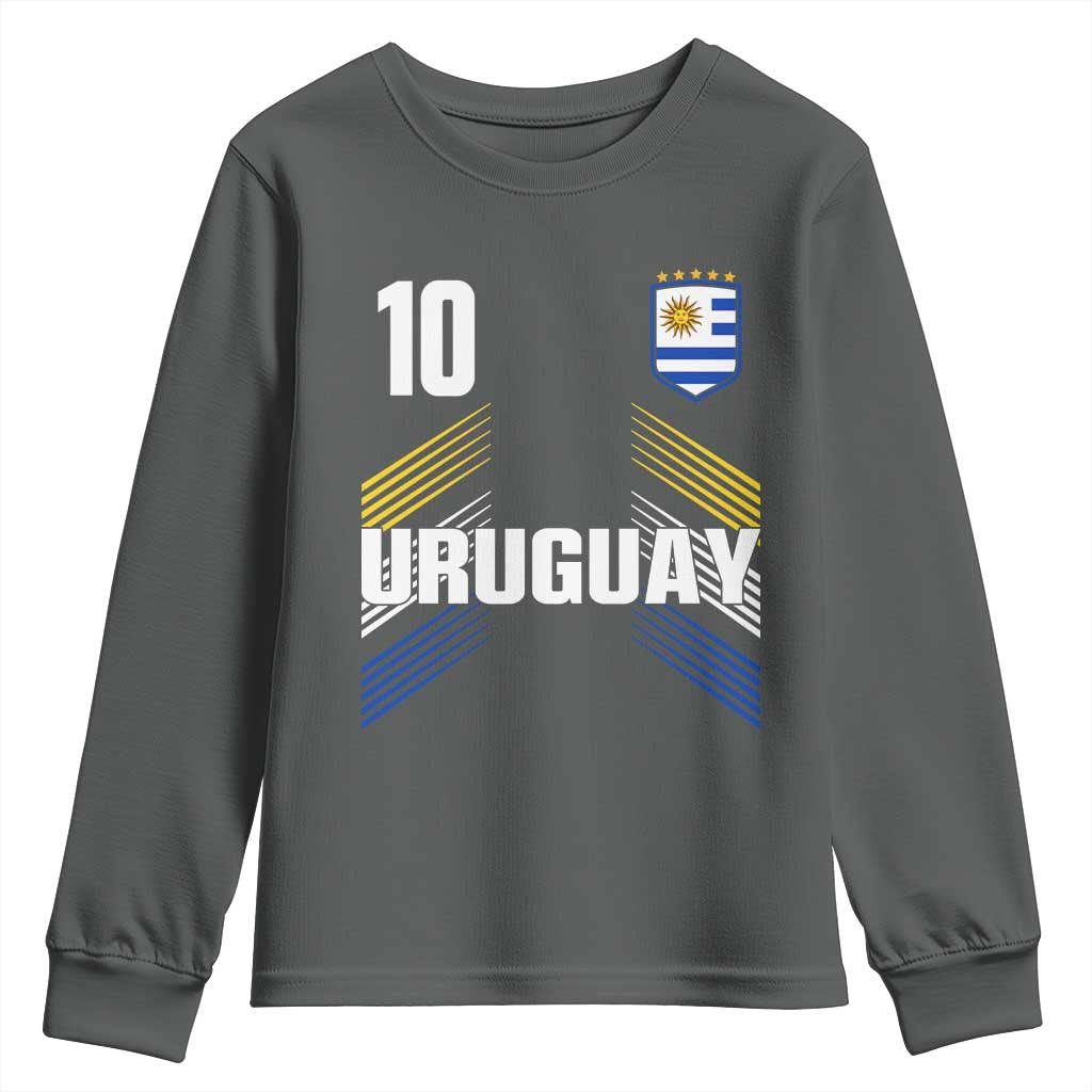 Uruguay Soccer Sports Graphic Number 10 Jersey Style Youth Sweatshirt Proud Uruguayan Football Fans Game Day Pride
