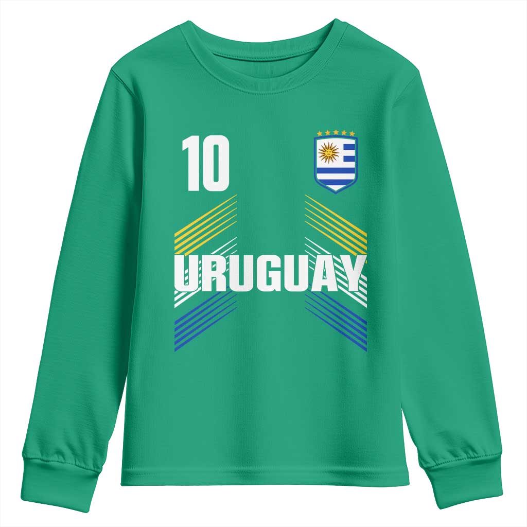 Uruguay Soccer Sports Graphic Number 10 Jersey Style Youth Sweatshirt Proud Uruguayan Football Fans Game Day Pride