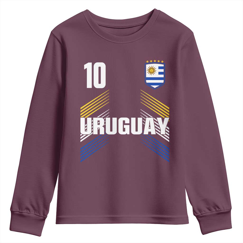 Uruguay Soccer Sports Graphic Number 10 Jersey Style Youth Sweatshirt Proud Uruguayan Football Fans Game Day Pride