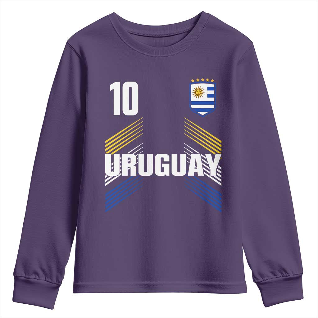 Uruguay Soccer Sports Graphic Number 10 Jersey Style Youth Sweatshirt Proud Uruguayan Football Fans Game Day Pride