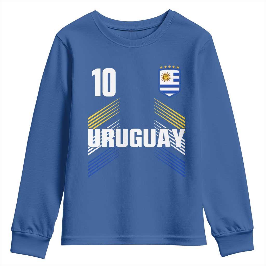 Uruguay Soccer Sports Graphic Number 10 Jersey Style Youth Sweatshirt Proud Uruguayan Football Fans Game Day Pride