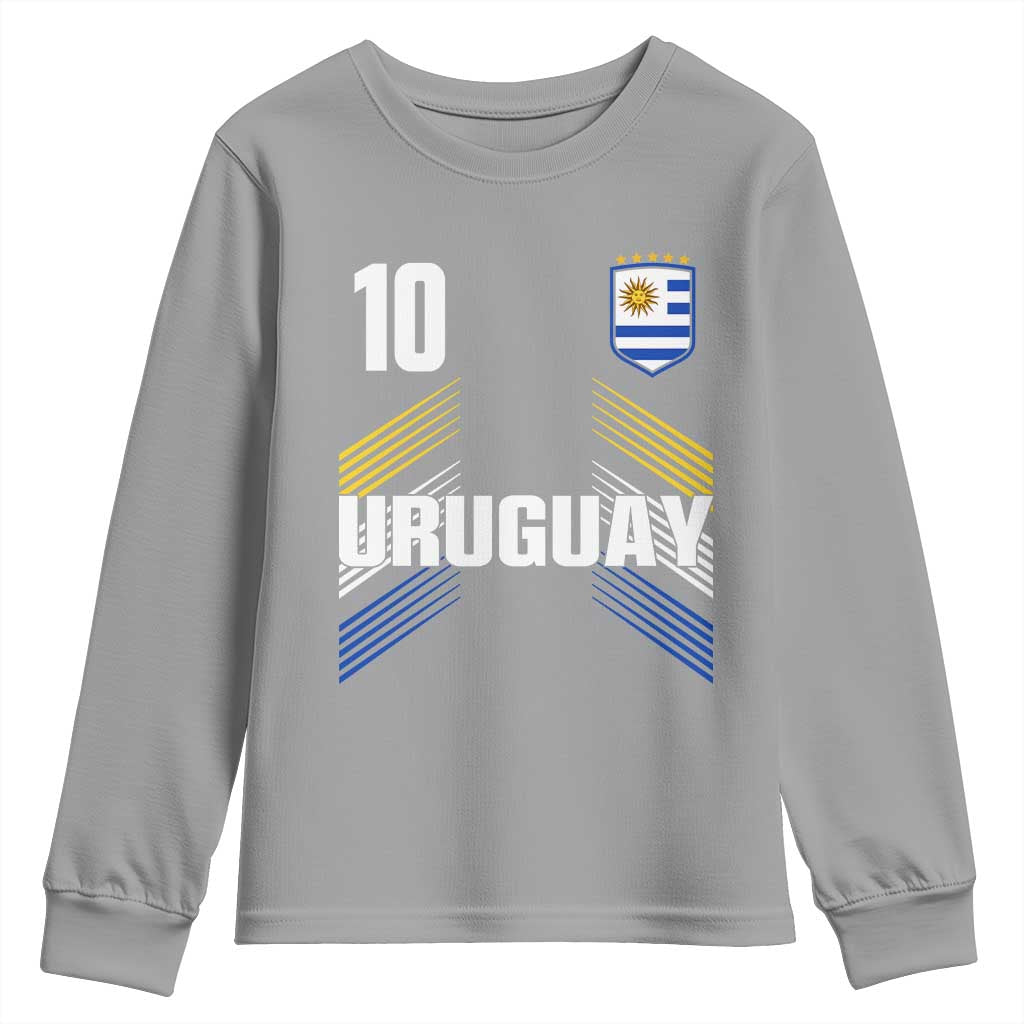 Uruguay Soccer Sports Graphic Number 10 Jersey Style Youth Sweatshirt Proud Uruguayan Football Fans Game Day Pride