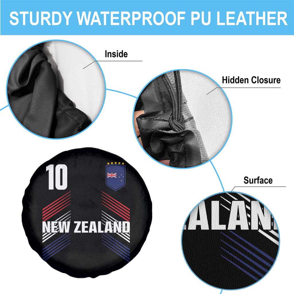 New Zealand Soccer Sports Graphic Number 10 Jersey Style Spare Tire Cover Proud Kiwis Football Fans Game Day Pride