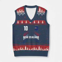 New Zealand Soccer Sports Graphic Number 10 Jersey Style V-Neck Knit Sweater Vest Proud Kiwis Football Fans Game Day Pride