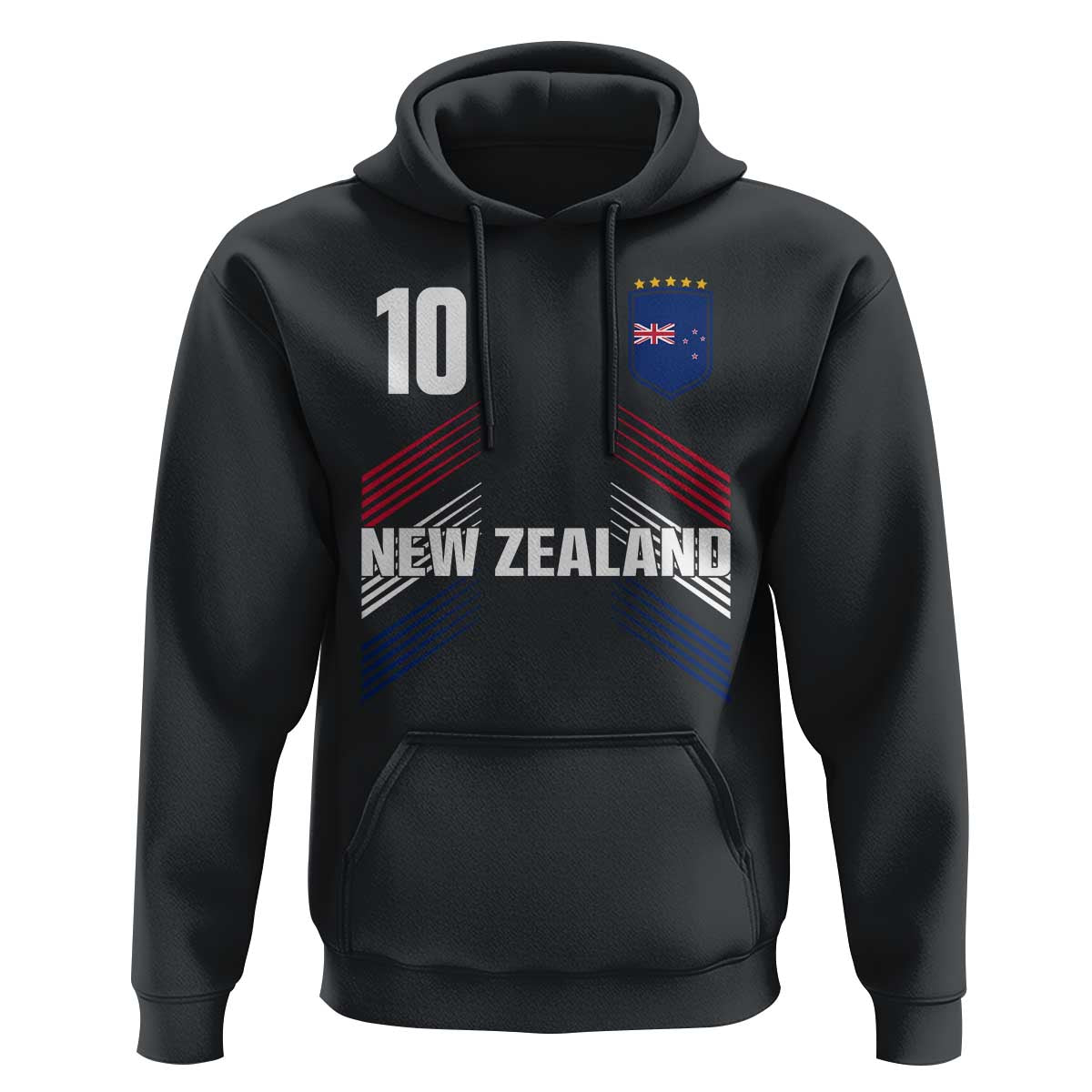New Zealand Soccer Sports Graphic Number 10 Jersey Style Hoodie Proud Kiwis Football Fans Game Day Pride
