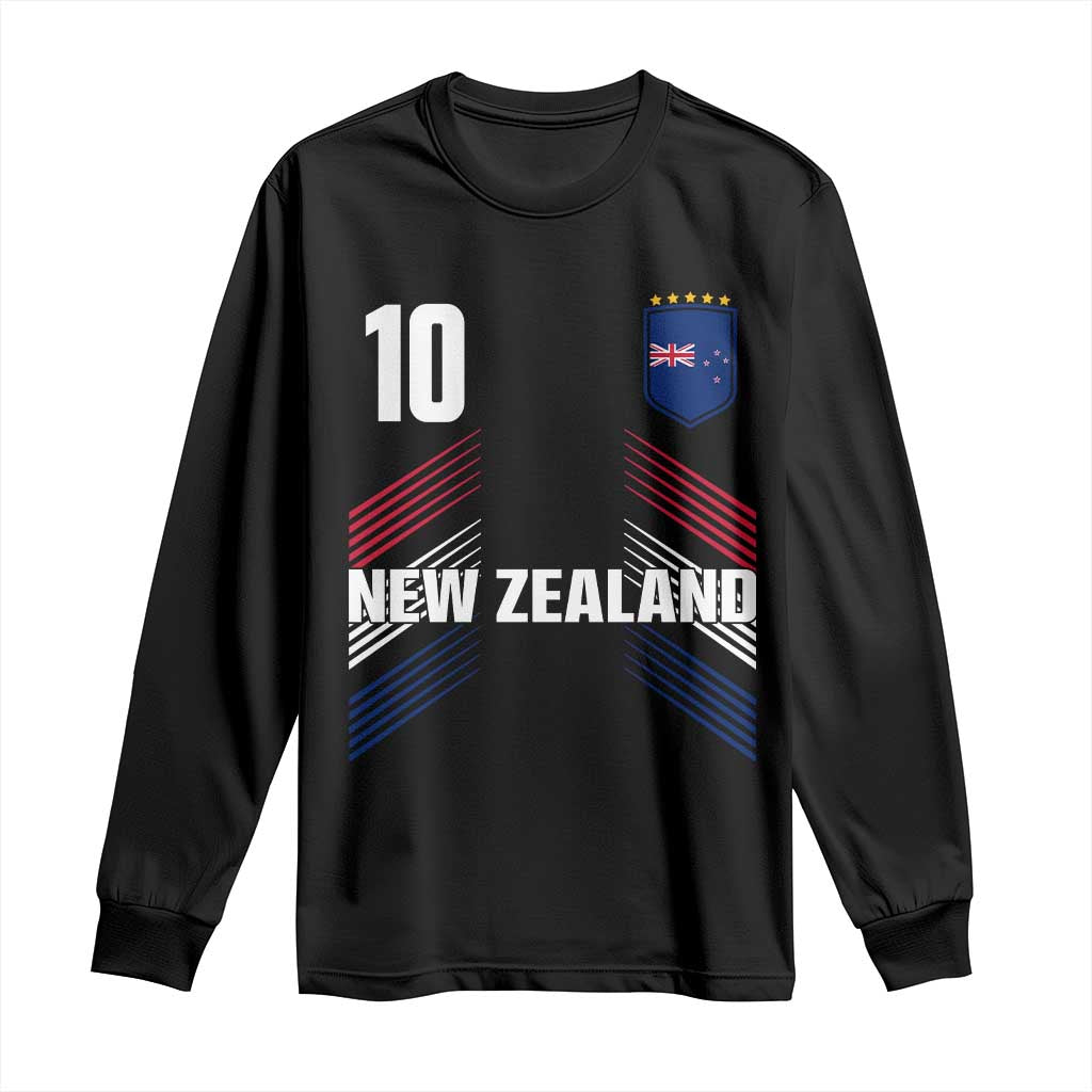 New Zealand Soccer Sports Graphic Number 10 Jersey Style Long Sleeve Shirt Proud Kiwis Football Fans Game Day Pride