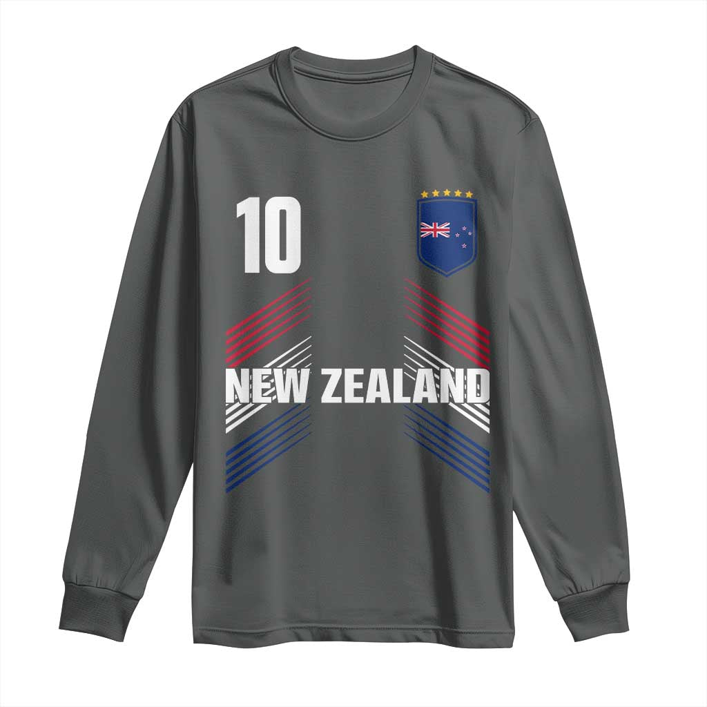 New Zealand Soccer Sports Graphic Number 10 Jersey Style Long Sleeve Shirt Proud Kiwis Football Fans Game Day Pride
