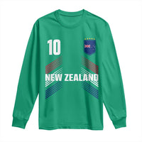 New Zealand Soccer Sports Graphic Number 10 Jersey Style Long Sleeve Shirt Proud Kiwis Football Fans Game Day Pride