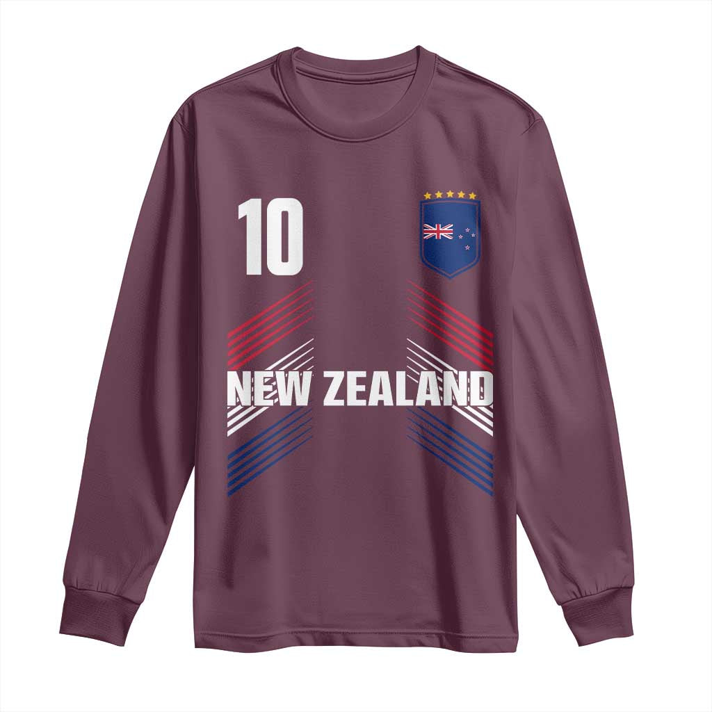 New Zealand Soccer Sports Graphic Number 10 Jersey Style Long Sleeve Shirt Proud Kiwis Football Fans Game Day Pride
