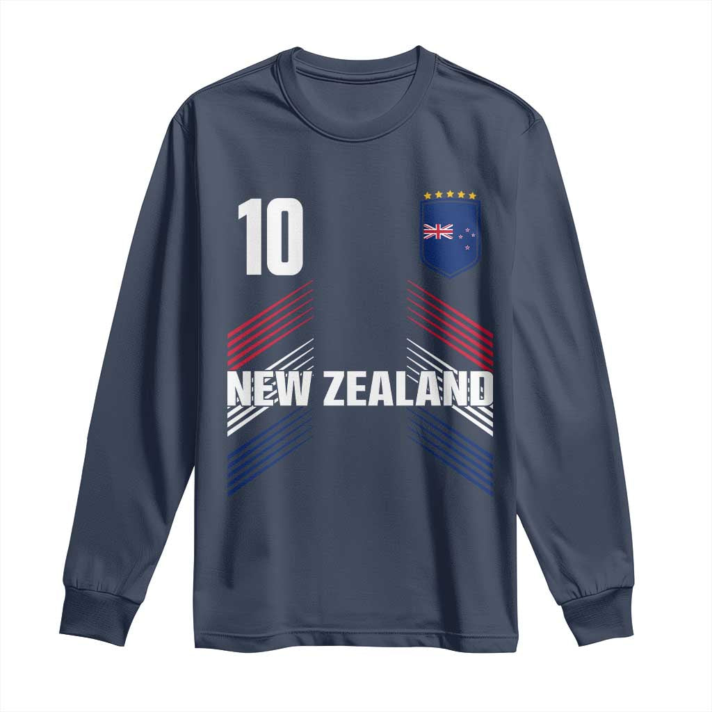 New Zealand Soccer Sports Graphic Number 10 Jersey Style Long Sleeve Shirt Proud Kiwis Football Fans Game Day Pride