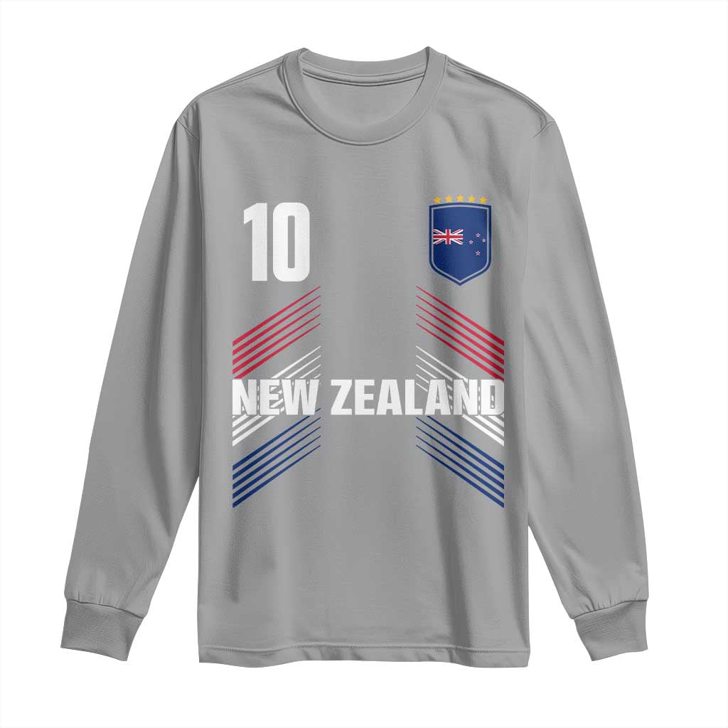 New Zealand Soccer Sports Graphic Number 10 Jersey Style Long Sleeve Shirt Proud Kiwis Football Fans Game Day Pride