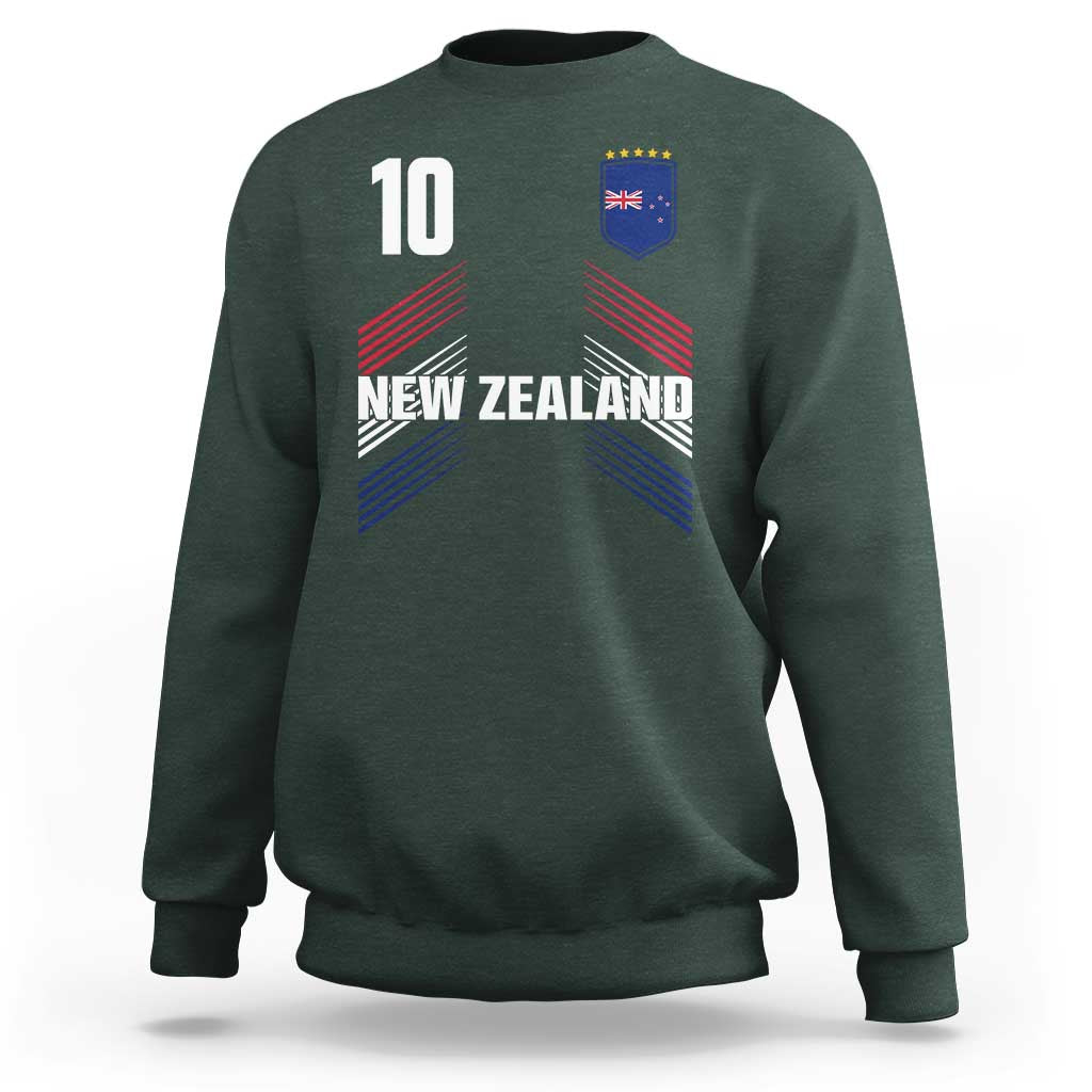 New Zealand Soccer Sports Graphic Number 10 Jersey Style Sweatshirt Proud Kiwis Football Fans Game Day Pride