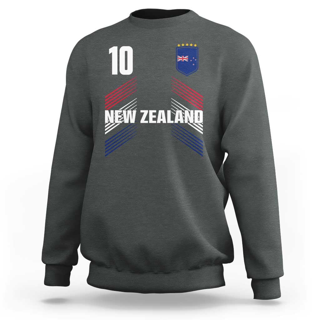 New Zealand Soccer Sports Graphic Number 10 Jersey Style Sweatshirt Proud Kiwis Football Fans Game Day Pride