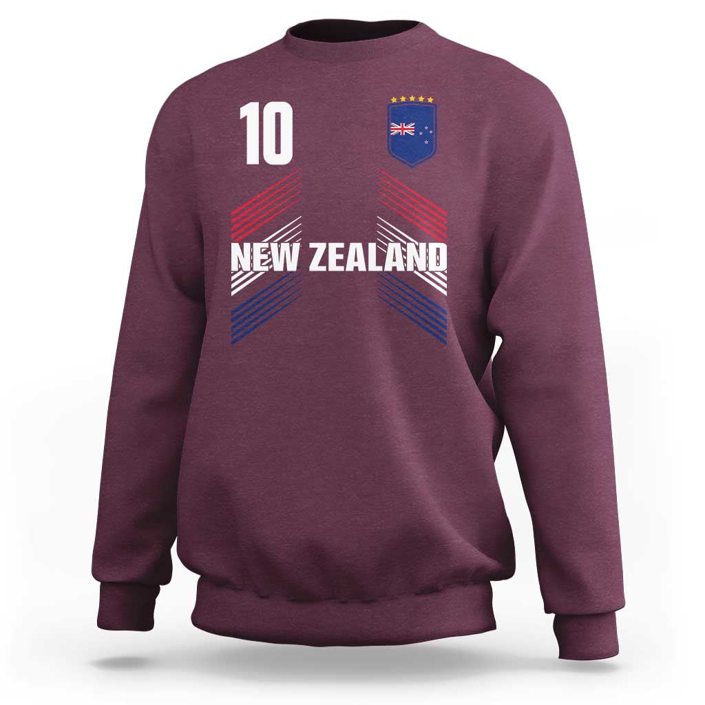 New Zealand Soccer Sports Graphic Number 10 Jersey Style Sweatshirt Proud Kiwis Football Fans Game Day Pride