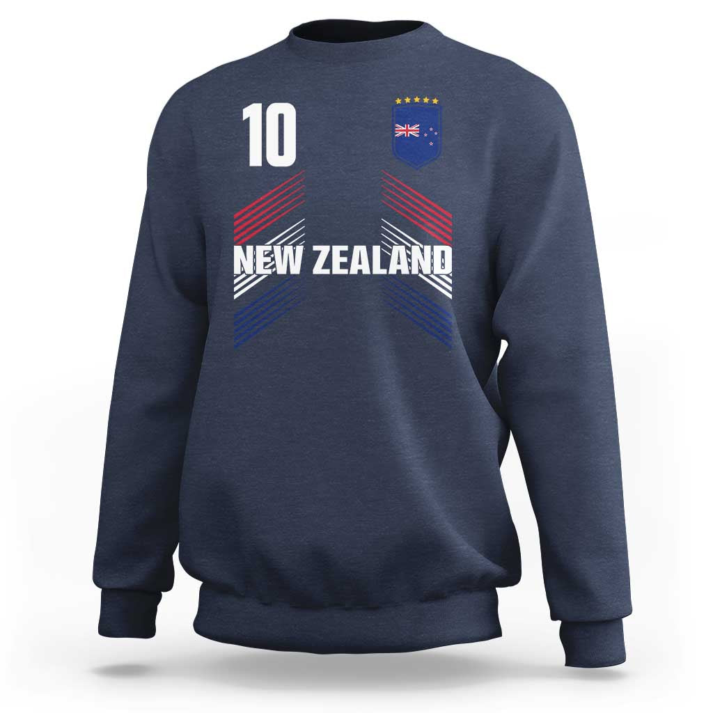 New Zealand Soccer Sports Graphic Number 10 Jersey Style Sweatshirt Proud Kiwis Football Fans Game Day Pride