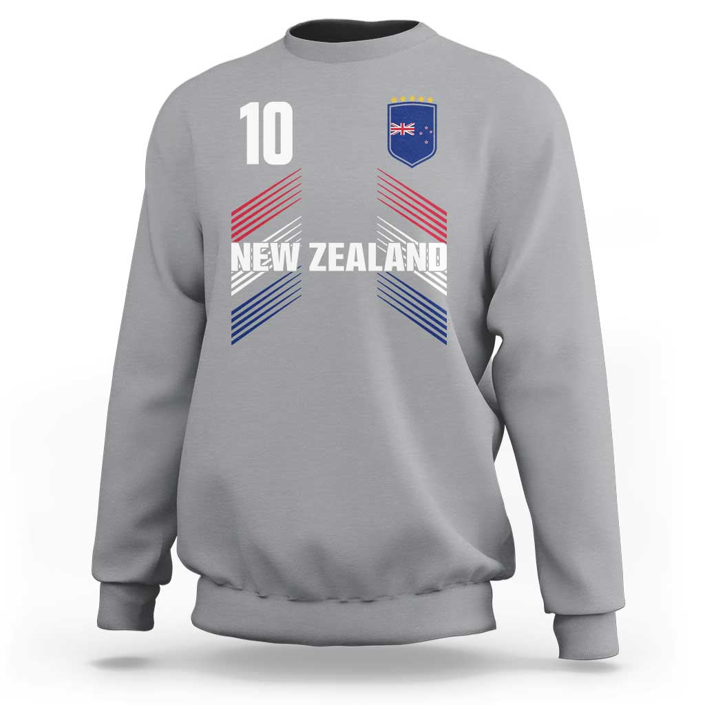 New Zealand Soccer Sports Graphic Number 10 Jersey Style Sweatshirt Proud Kiwis Football Fans Game Day Pride