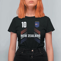 New Zealand Soccer Sports Graphic Number 10 Jersey Style T Shirt For Women Proud Kiwis Football Fans Game Day Pride