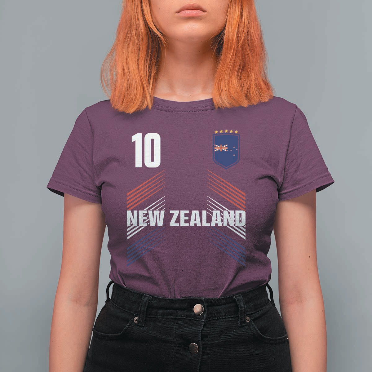 New Zealand Soccer Sports Graphic Number 10 Jersey Style T Shirt For Women Proud Kiwis Football Fans Game Day Pride
