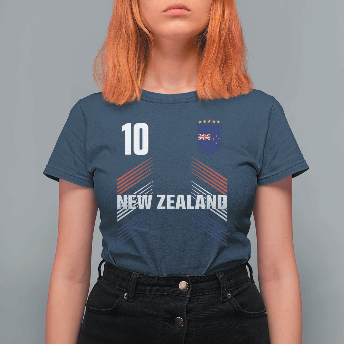 New Zealand Soccer Sports Graphic Number 10 Jersey Style T Shirt For Women Proud Kiwis Football Fans Game Day Pride