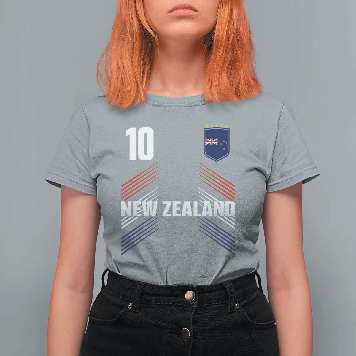 New Zealand Soccer Sports Graphic Number 10 Jersey Style T Shirt For Women Proud Kiwis Football Fans Game Day Pride