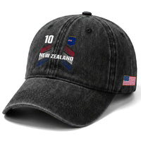 New Zealand Soccer Sports Graphic Number 10 Jersey Style Washed Cotton Baseball Cap Proud Kiwis Football Fans Game Day Pride