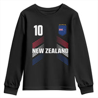 New Zealand Soccer Sports Graphic Number 10 Jersey Style Youth Sweatshirt Proud Kiwis Football Fans Game Day Pride