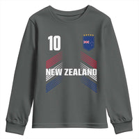 New Zealand Soccer Sports Graphic Number 10 Jersey Style Youth Sweatshirt Proud Kiwis Football Fans Game Day Pride