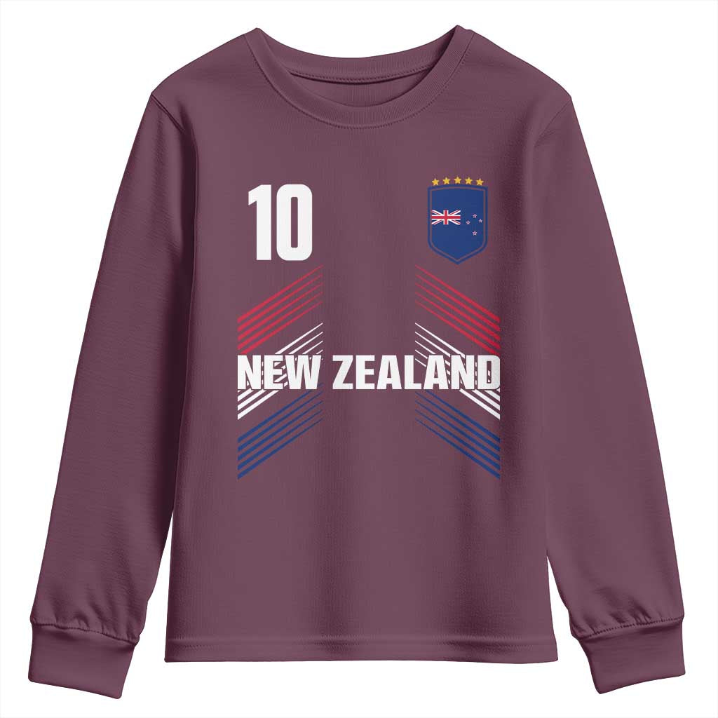 New Zealand Soccer Sports Graphic Number 10 Jersey Style Youth Sweatshirt Proud Kiwis Football Fans Game Day Pride