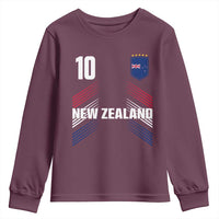 New Zealand Soccer Sports Graphic Number 10 Jersey Style Youth Sweatshirt Proud Kiwis Football Fans Game Day Pride