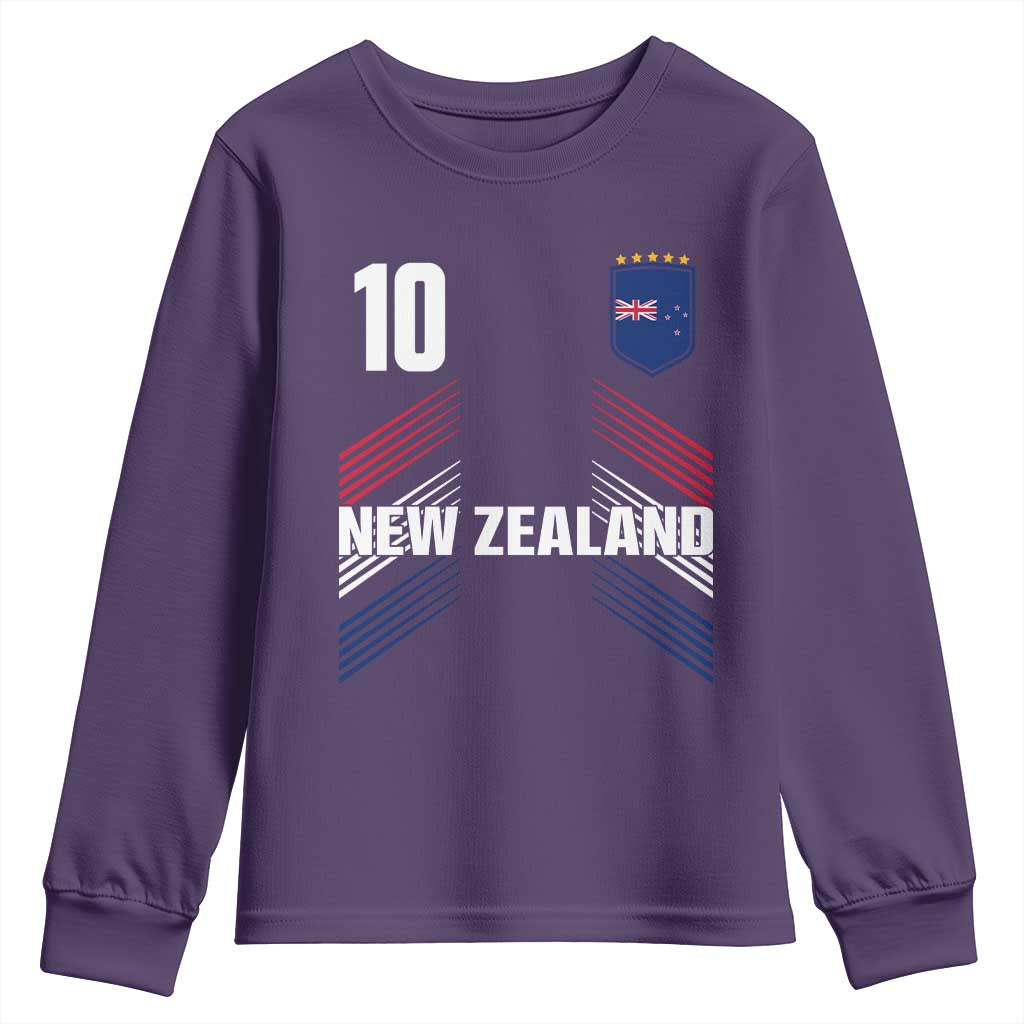 New Zealand Soccer Sports Graphic Number 10 Jersey Style Youth Sweatshirt Proud Kiwis Football Fans Game Day Pride