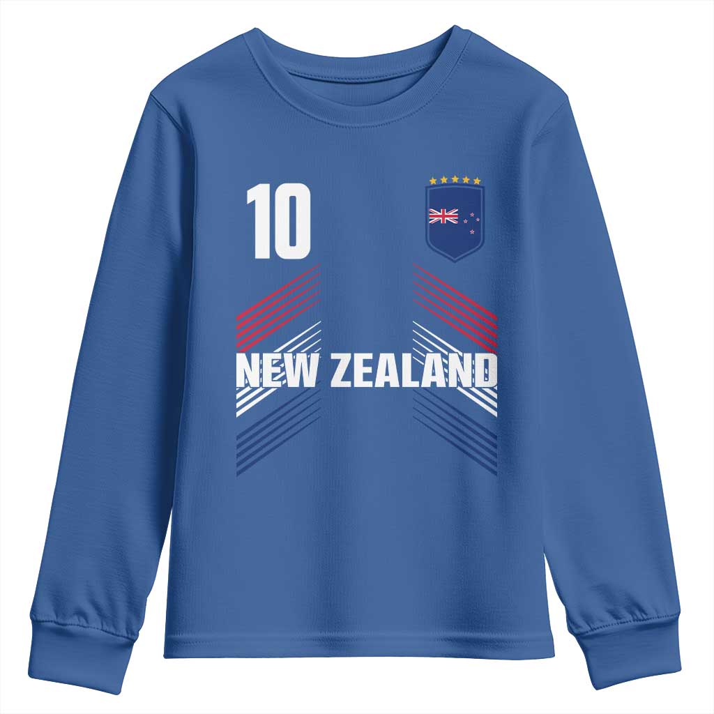 New Zealand Soccer Sports Graphic Number 10 Jersey Style Youth Sweatshirt Proud Kiwis Football Fans Game Day Pride