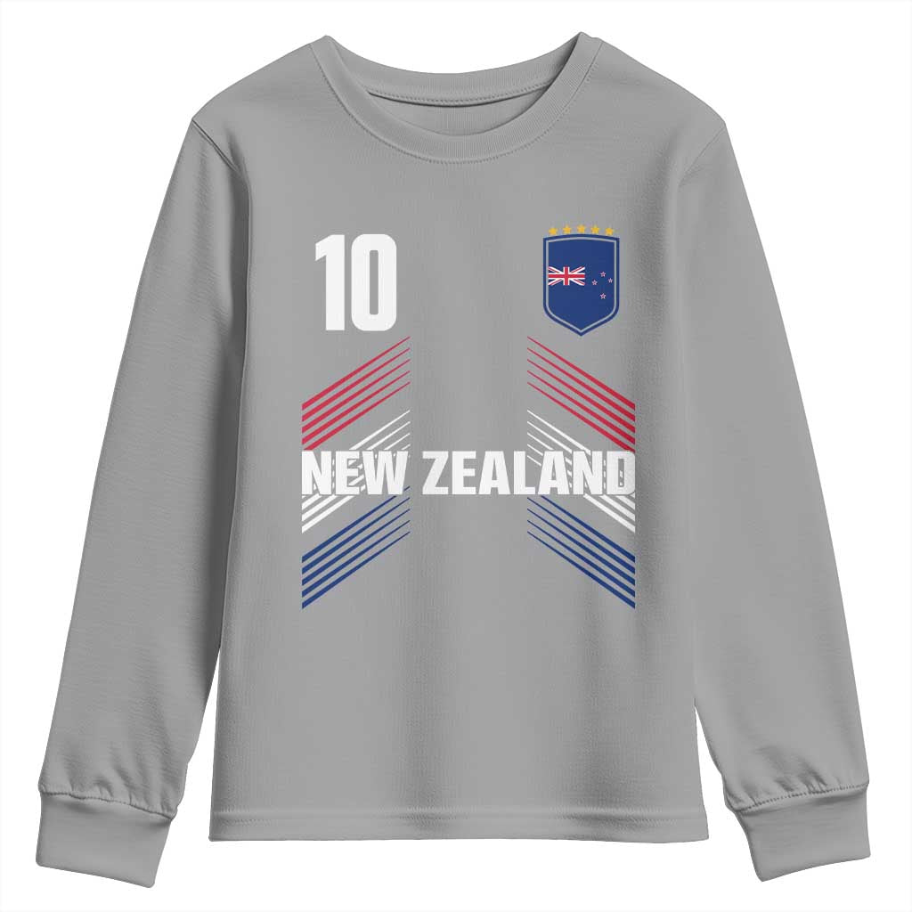 New Zealand Soccer Sports Graphic Number 10 Jersey Style Youth Sweatshirt Proud Kiwis Football Fans Game Day Pride