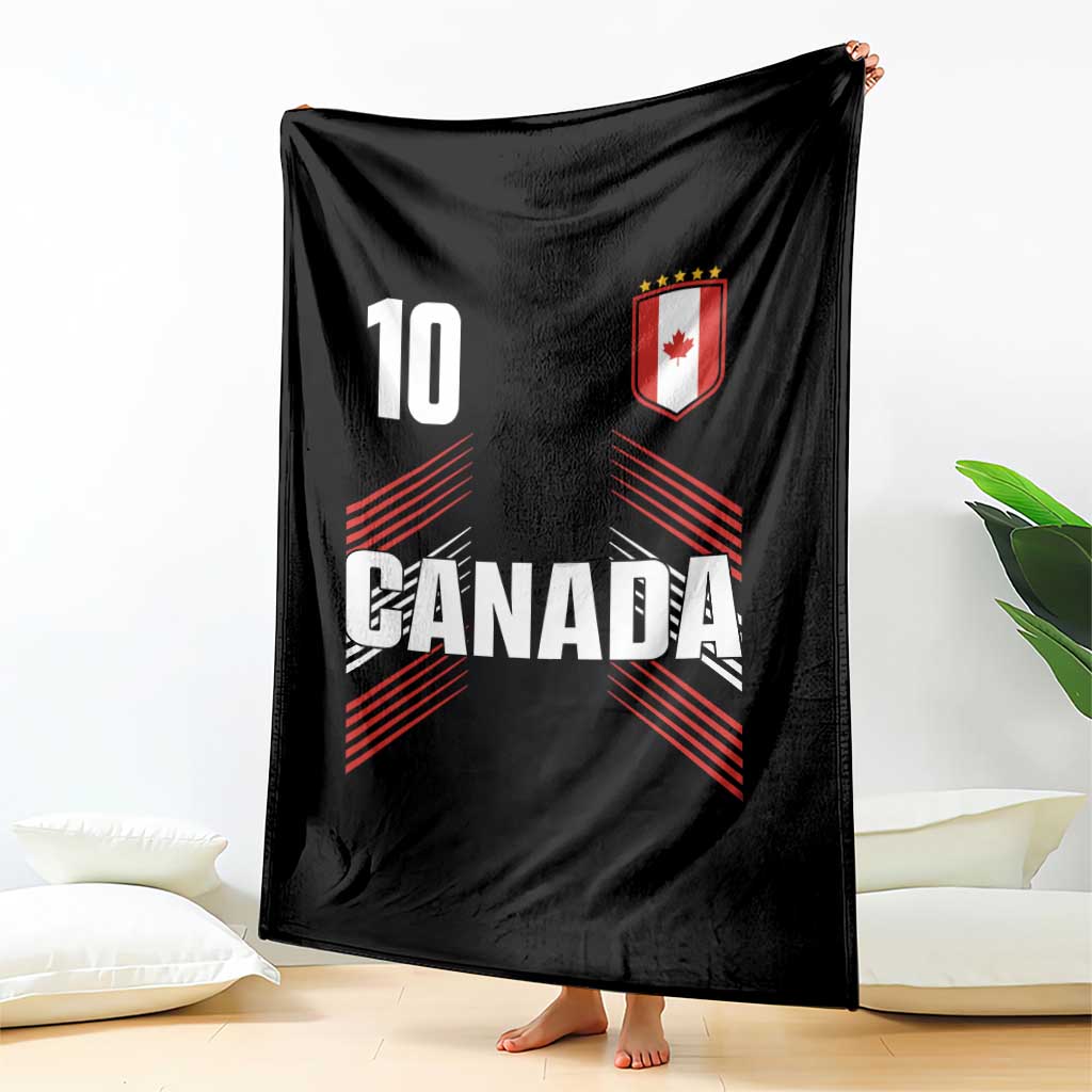 Canada Soccer Sports Graphic Number 10 Jersey Style Throw Blanket Proud Canadian Football Fans Game Day Pride