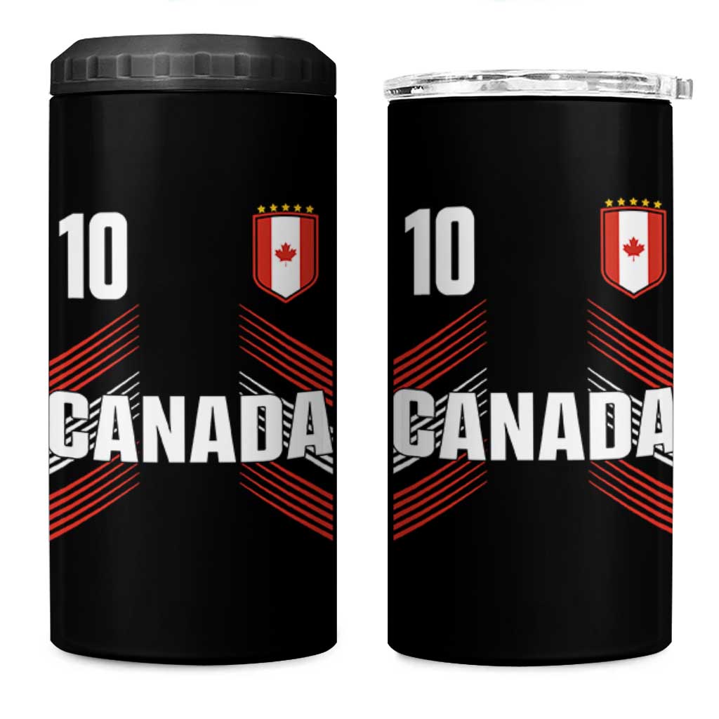Canada Soccer Sports Graphic Number 10 Jersey Style 4 in 1 Can Cooler Tumbler Proud Canadian Football Fans Game Day Pride