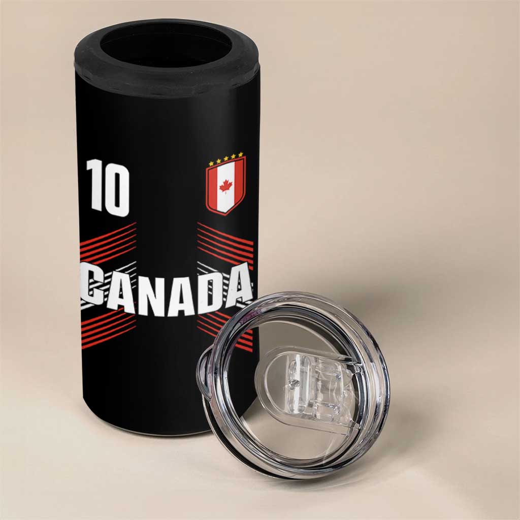 Canada Soccer Sports Graphic Number 10 Jersey Style 4 in 1 Can Cooler Tumbler Proud Canadian Football Fans Game Day Pride