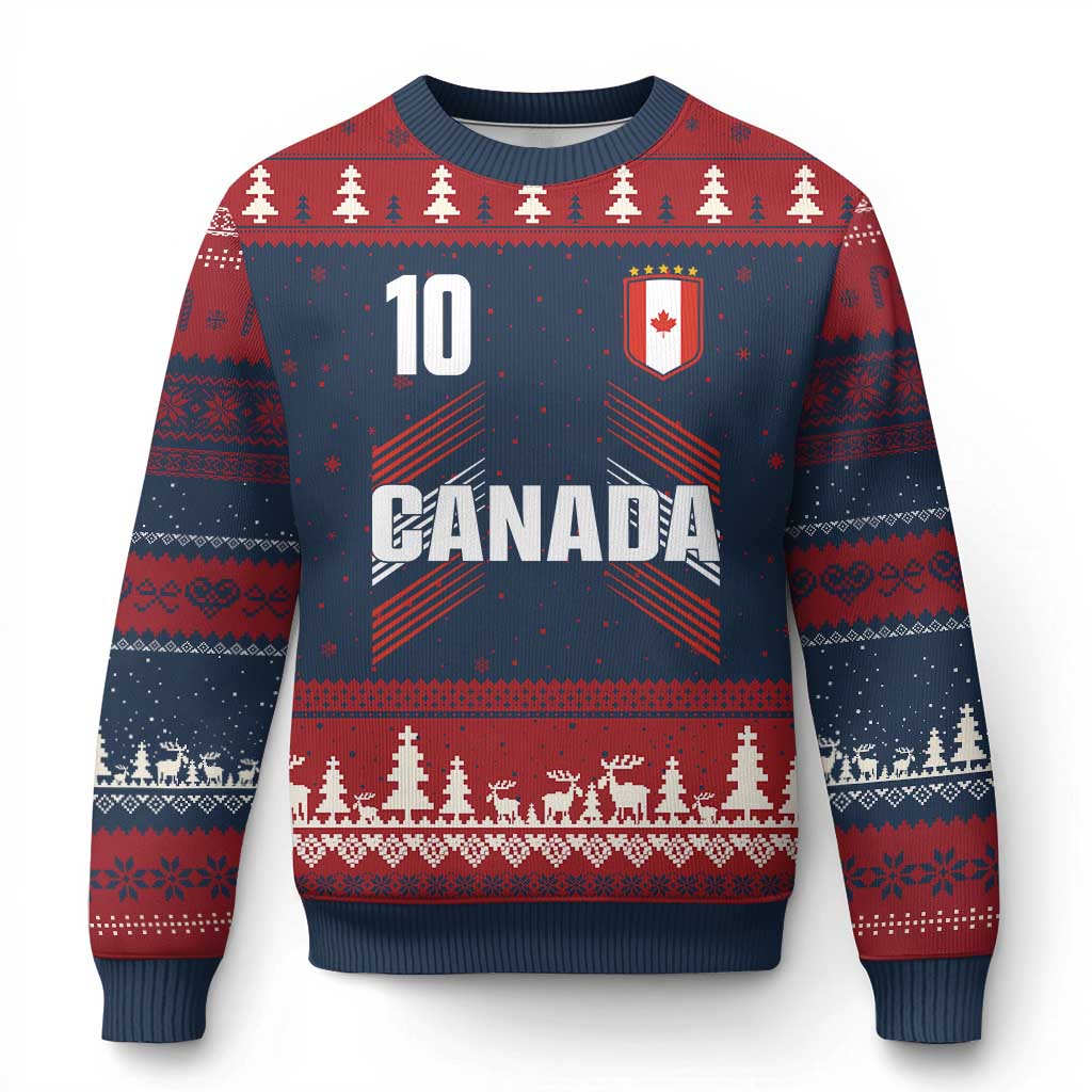 Canada Soccer Sports Graphic Number 10 Jersey Style Ugly Christmas Sweater Proud Canadian Football Fans Game Day Pride