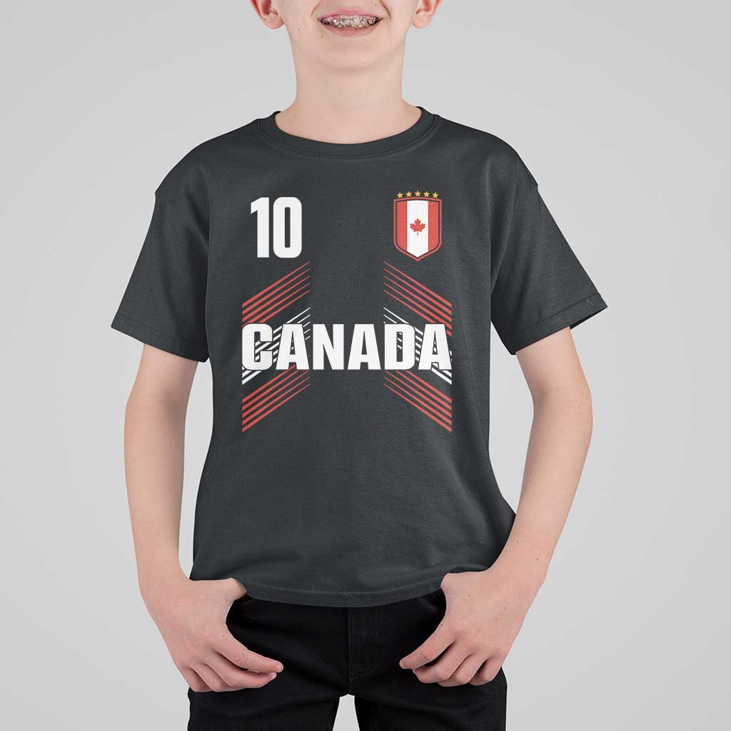 Canada Soccer Sports Graphic Number 10 Jersey Style T Shirt For Kid Proud Canadian Football Fans Game Day Pride